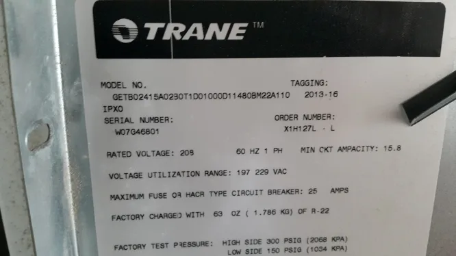 Air Conditioner HVAC Trane IPXO - not cooling - Repair in San Jose, CA.